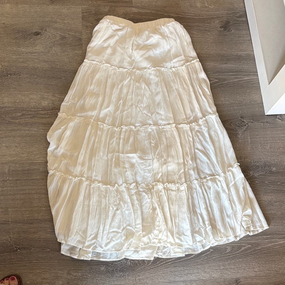 Princess Polly Cream A-Line Tiered Skirt